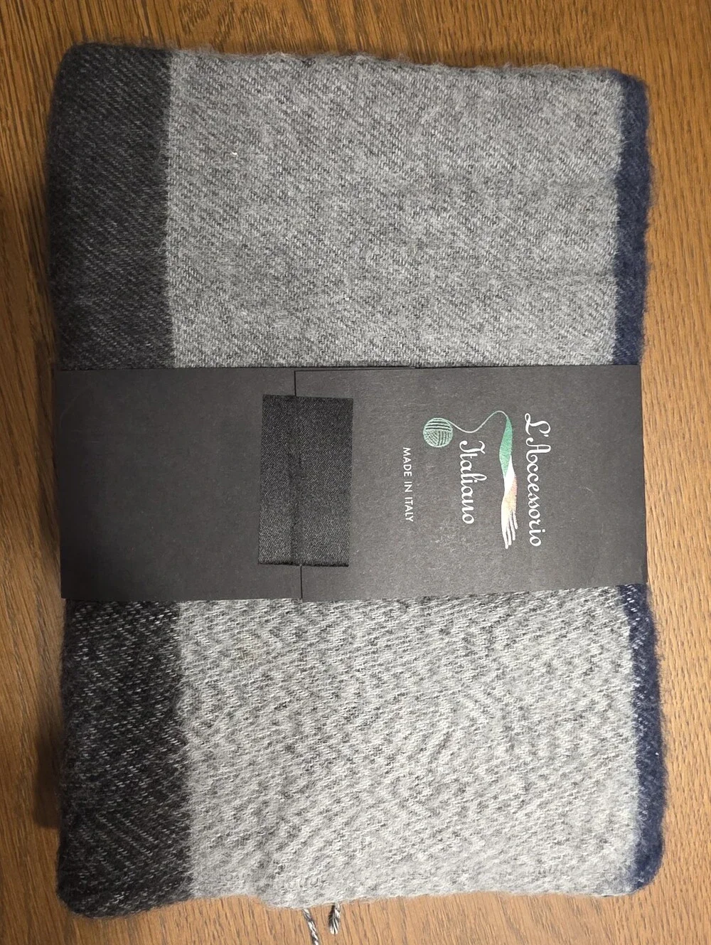 Made In Italy Blue Gray Black Scarf